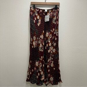 Vintage NWT Alfani 100% Silk Maxi Wrap Skirt Ruffle Hem 90s Asian Inspired Sz 12